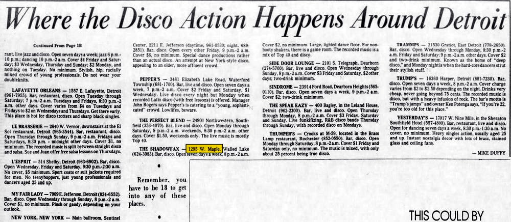 Mr. Bs Camelot Inn (Maple Lanes, Shadow Fax, Olde World Market) - Jan 15 1978 List Of Discos (newer photo)